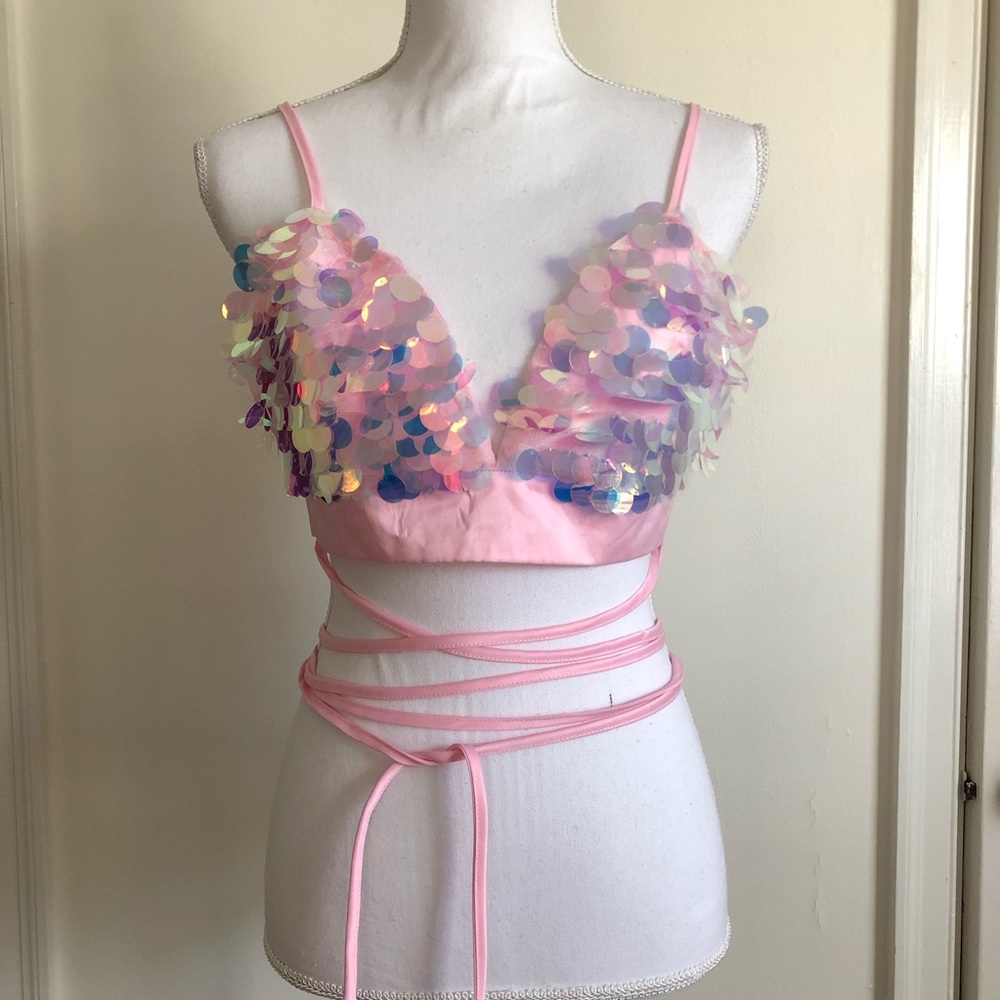 NWT Missguided Sequin Mermaid Crop Bra Top